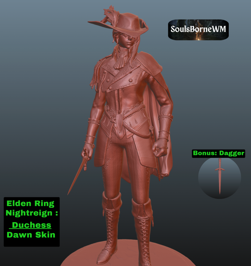 Elden Ring Nightreign Duchess Dawn Skin Modello di stampa 3D .c4d .max .obj .3ds .fbx .stl .blend