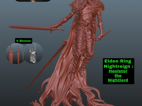 Elden Ring Nightreign Heolstor the Nightlord Pose 2 bonus 3D Baskı Modeli