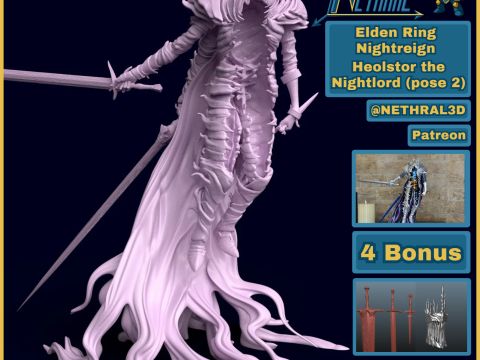 Elden Ring Nightreign Heolstor the Nightlord Pose 2 bonus 3D Print Model