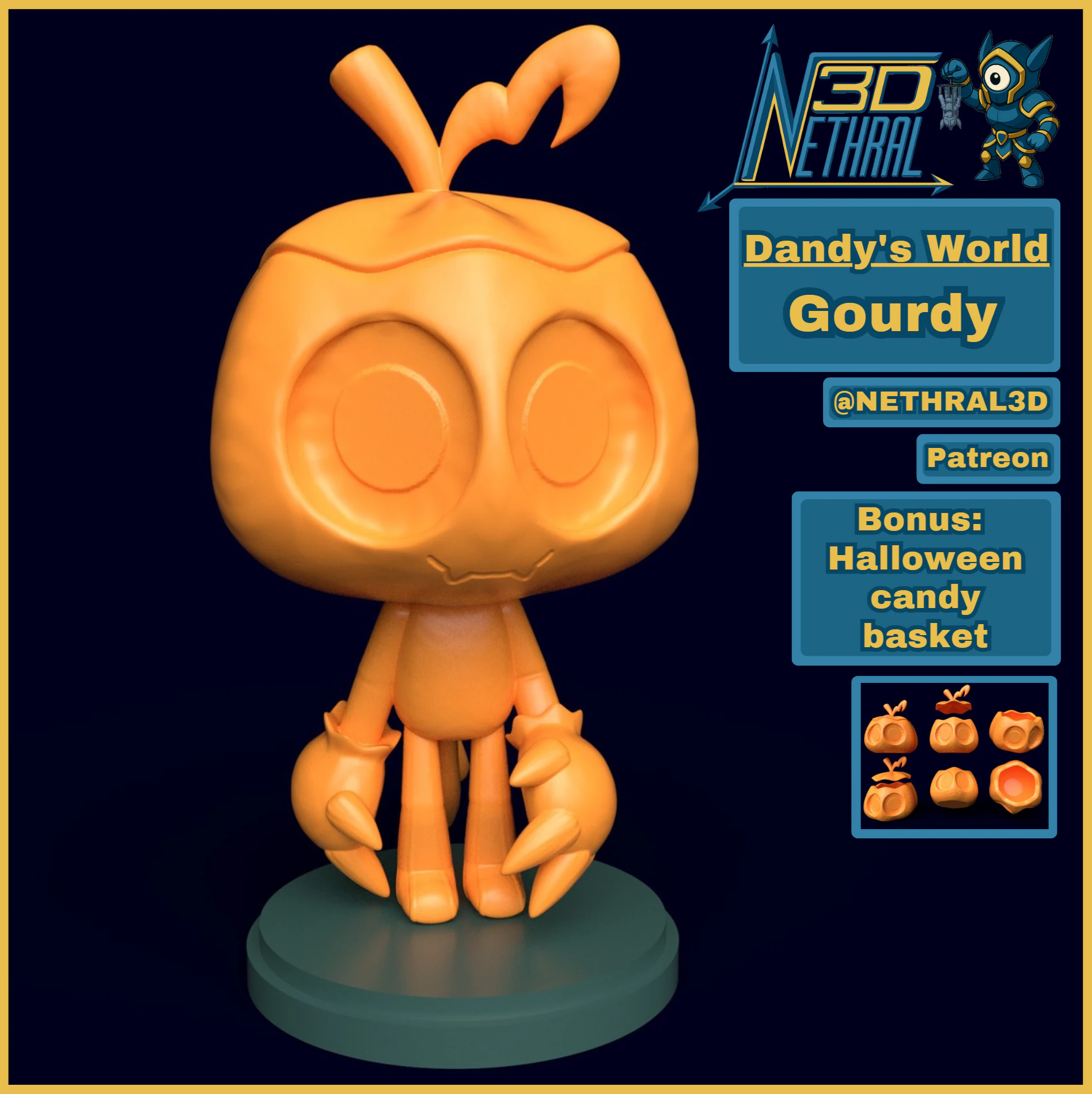 Dandys World Gourdy 3D Print Model .c4d .max .obj .3ds .fbx .stl .blend 