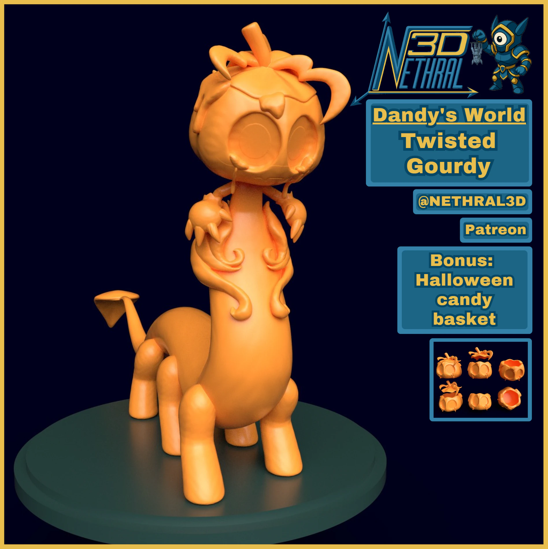 Dandys World Twisted Gourdy 3D Print Model .c4d .max .obj .3ds .fbx .stl .blend 