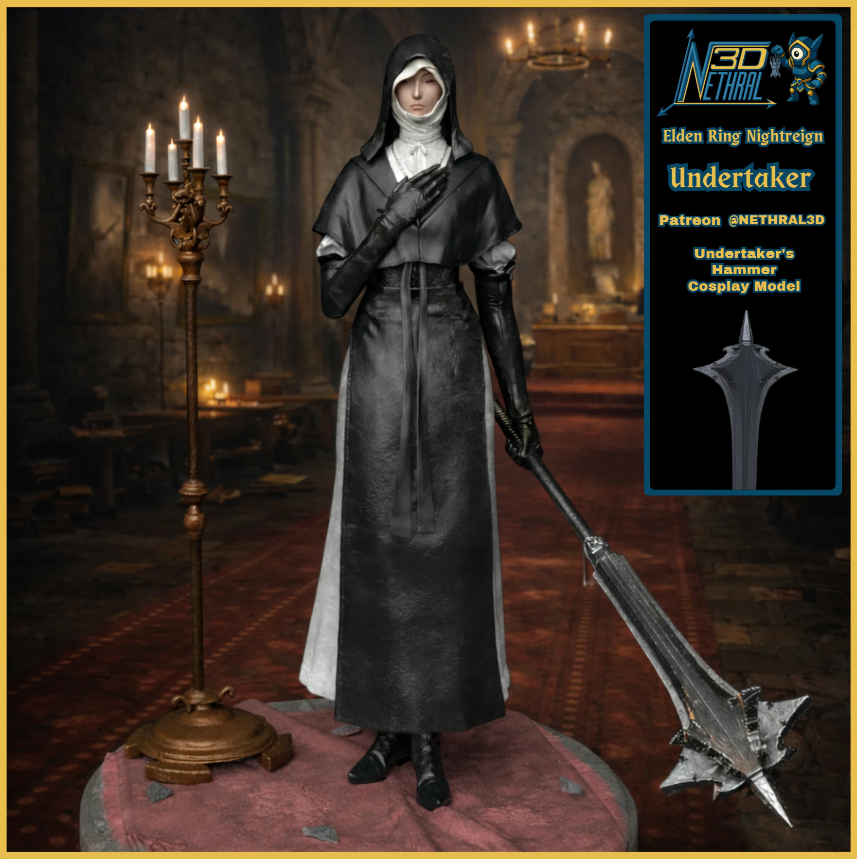 Elden Ring Nightreign Undertaker 3D Print Model .c4d .max .obj .3ds .fbx .stl .blend 