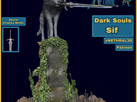 Dark Souls Grote Grijze Wolf Sif 3D printmodel