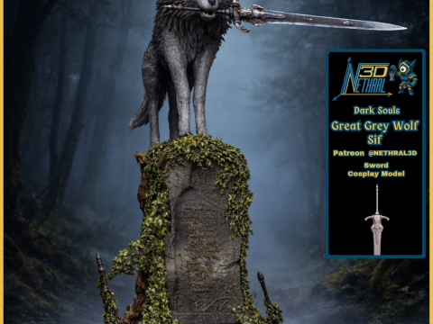 Dark Souls Great Grey Wolf Sif 3D Print Model