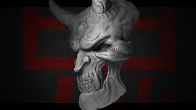 Hannya Oni mask Model Cetak 3D .c4d .max .obj .3ds .fbx .stl .blend 