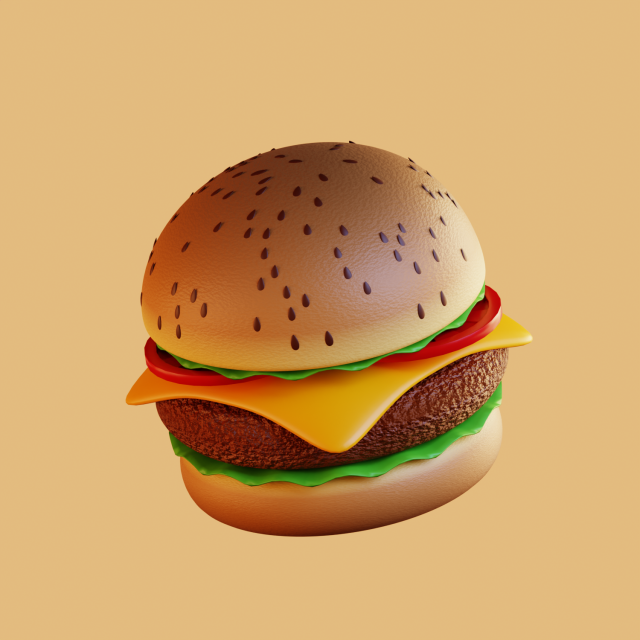 Burger 3D 模型 .c4d .max .obj .3ds .fbx .stl .blend 