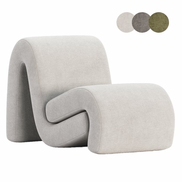 Armchair Curve 3D Модель .c4d .max .obj .3ds .fbx .stl .blend 