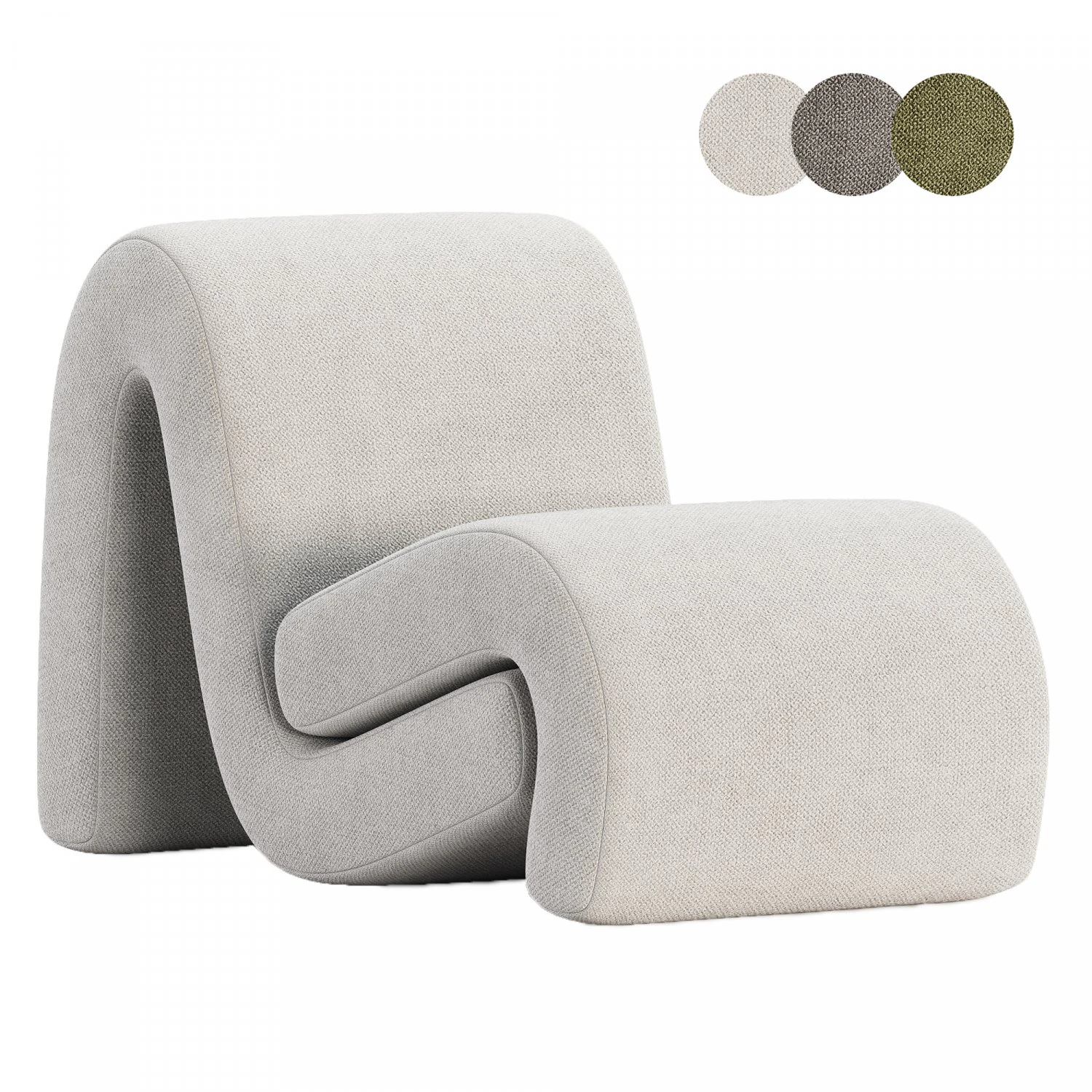 Armchair Curve 3D Model .c4d .max .obj .3ds .fbx .stl .blend 