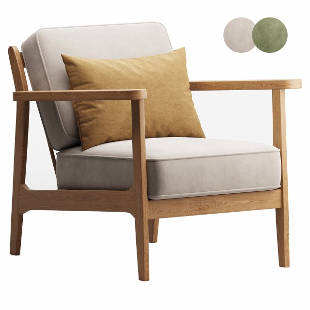 Cody Upholstered Armchair 3D Модель .c4d .max .obj .3ds .fbx .stl .blend 