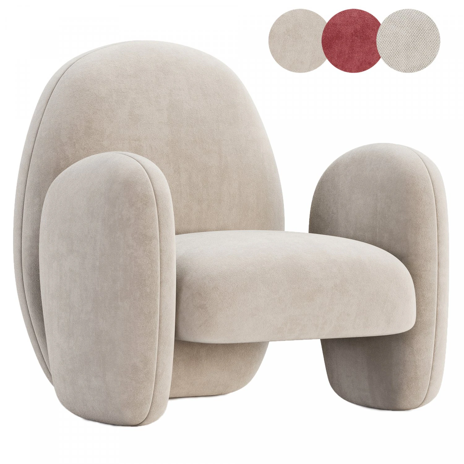 Fulu Armchair by Nobonobo 3D Model .c4d .max .obj .3ds .fbx .stl .blend 