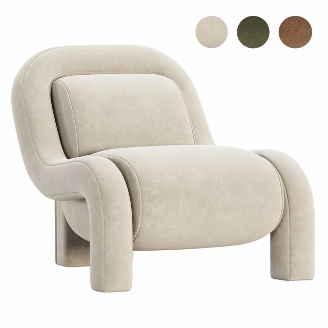 Ellis ChairMohair Pewter 3D Model .c4d .max .obj .3ds .fbx .stl .blend 