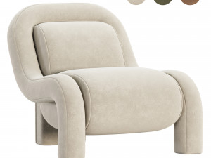 Ellis ChairMohair Pewter 3D Model