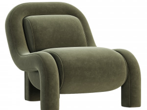 Ellis ChairMohair Pewter 3D Model