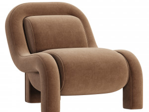 Ellis ChairMohair Pewter 3D Model