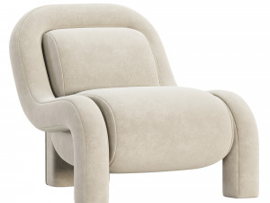Ellis ChairMohair Pewter 3D Model
