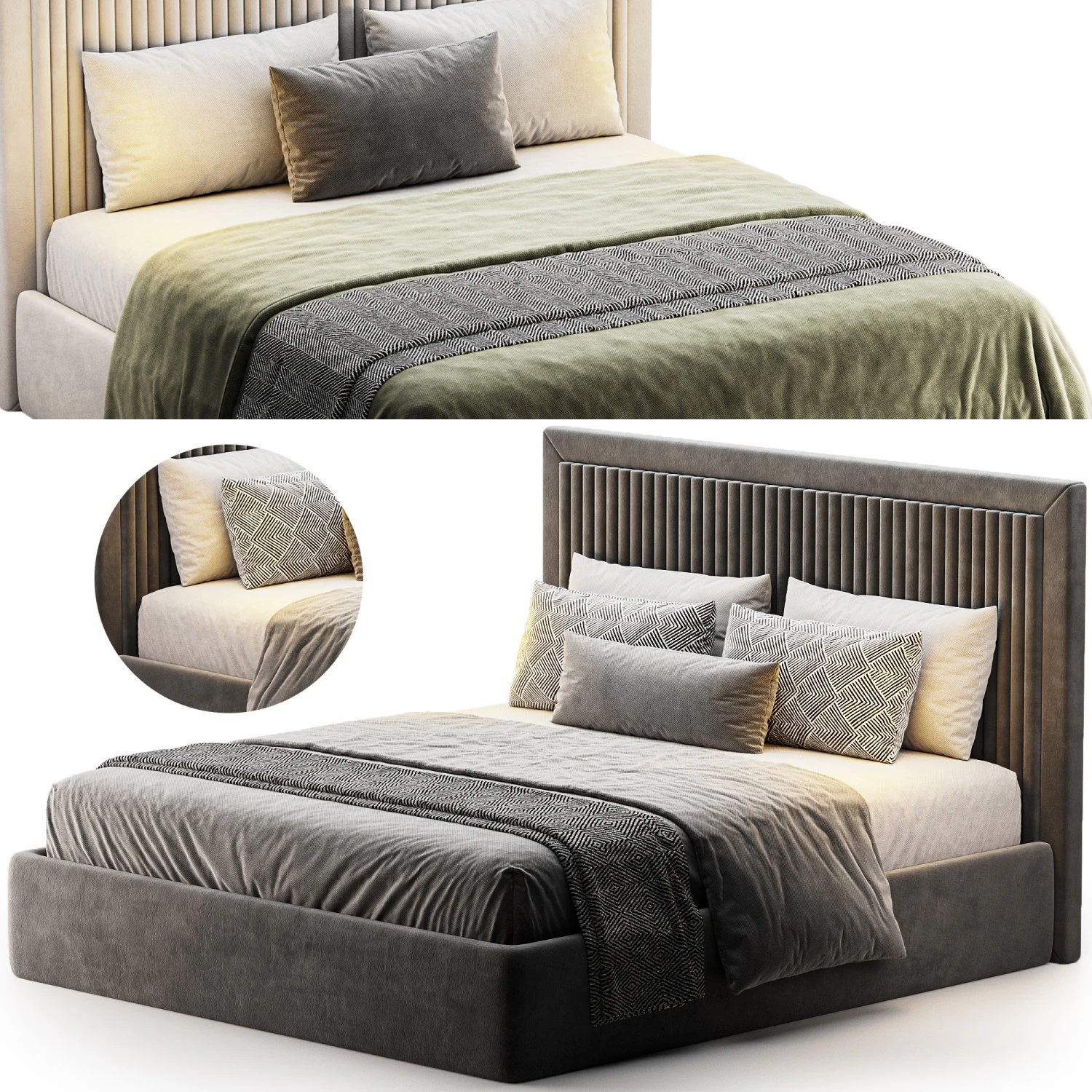 Bed KAMIYA 3D Model .c4d .max .obj .3ds .fbx .stl .blend