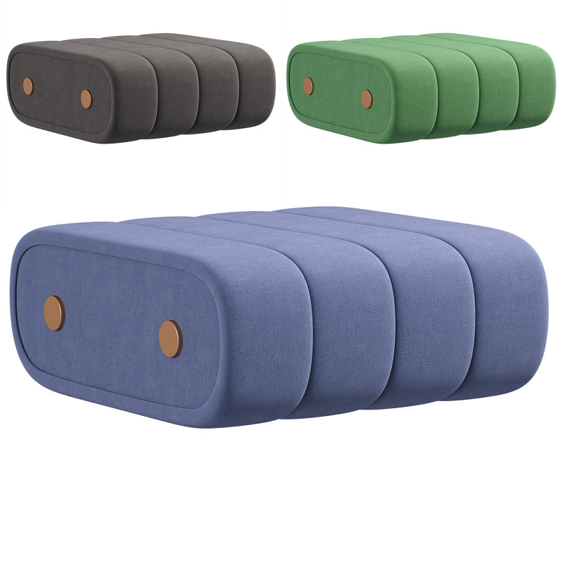 Dakota Ottoman Leather Brass 3D Model .c4d .max .obj .3ds .fbx .stl .blend