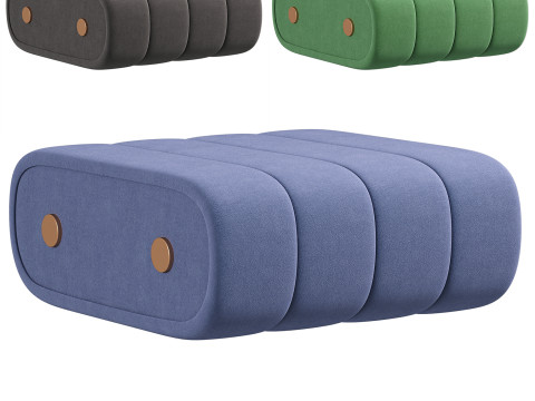 Dakota Ottoman Leather Brass 3D Model