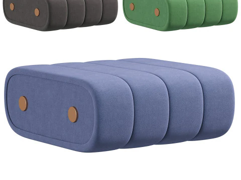 Otomana Dakota Cuero Lat&oacute;n Modelo 3D