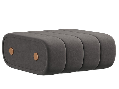 Dakota Ottoman Leather Brass 3D Model