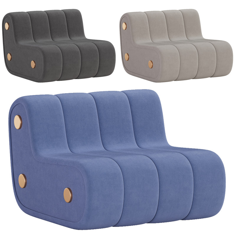 Dakota Armchair Nobuck Brass by Porus Studio 3D Model .c4d .max .obj .3ds .fbx .stl .blend