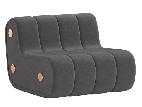 Dakota Armchair Nobuck Brass by Porus Studio 3D Model