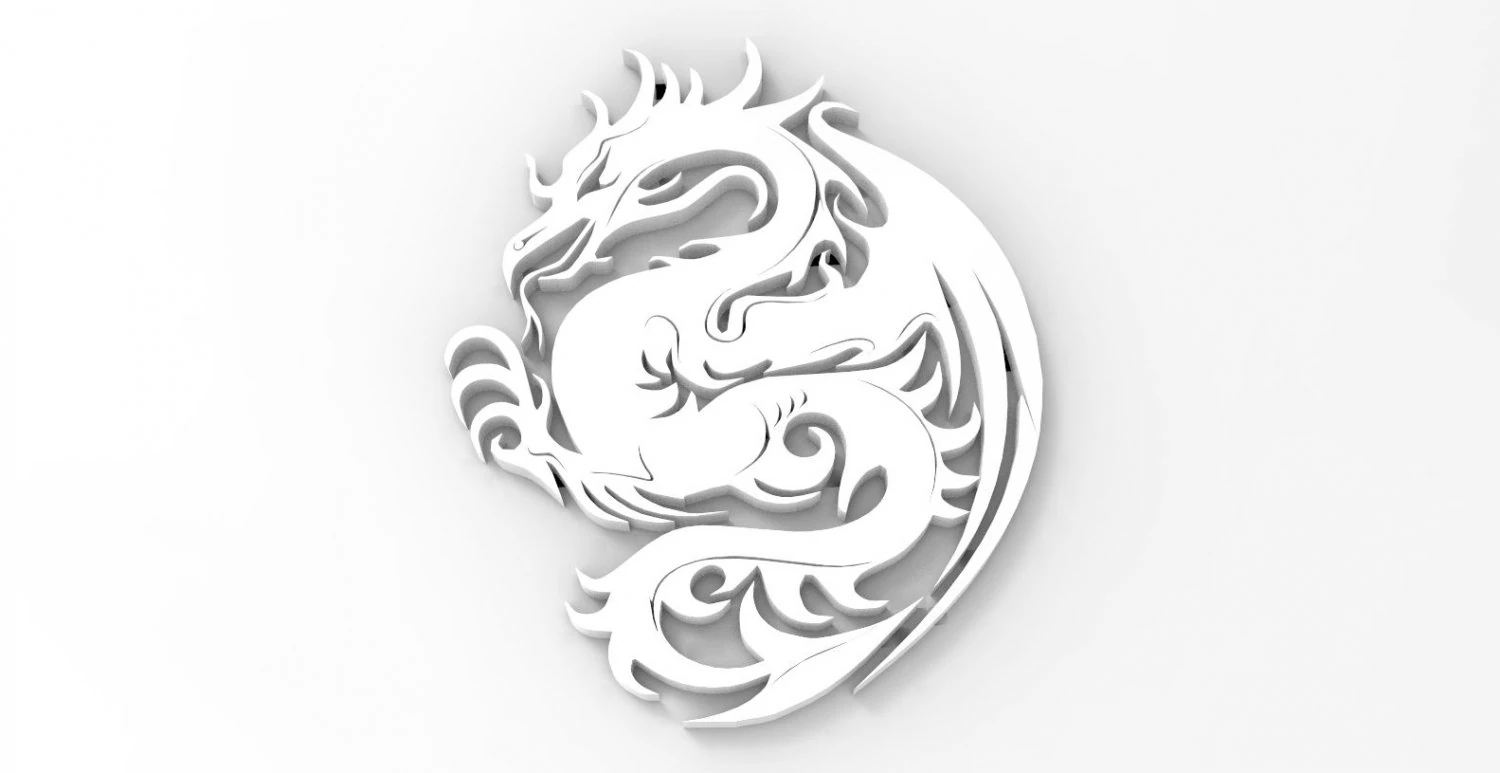 Logo Dragon 3D Print Model .c4d .max .obj .3ds .fbx .stl .blend 