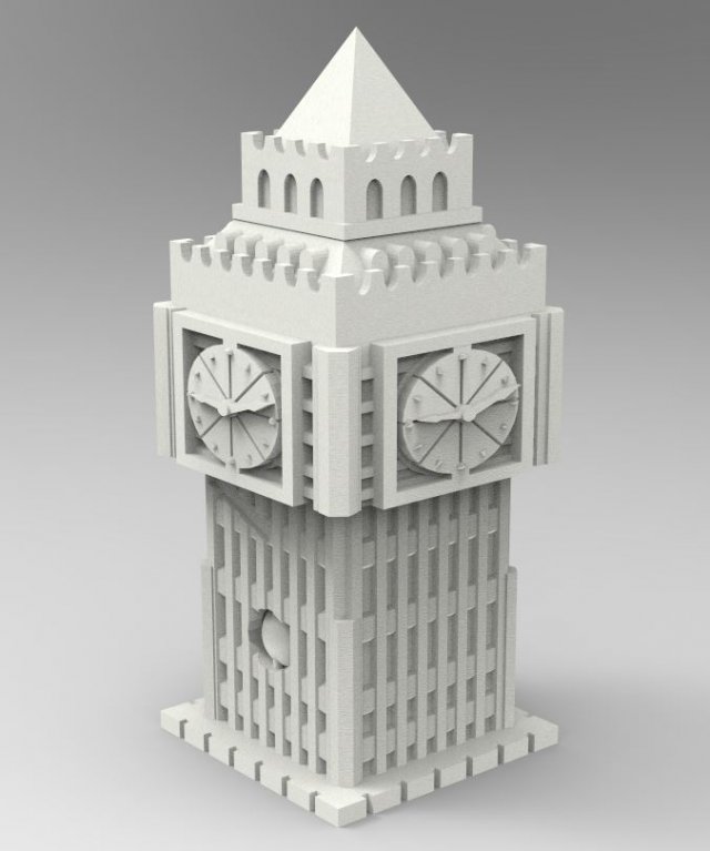 Clock tower 3D Print Model .c4d .max .obj .3ds .fbx .stl .blend 