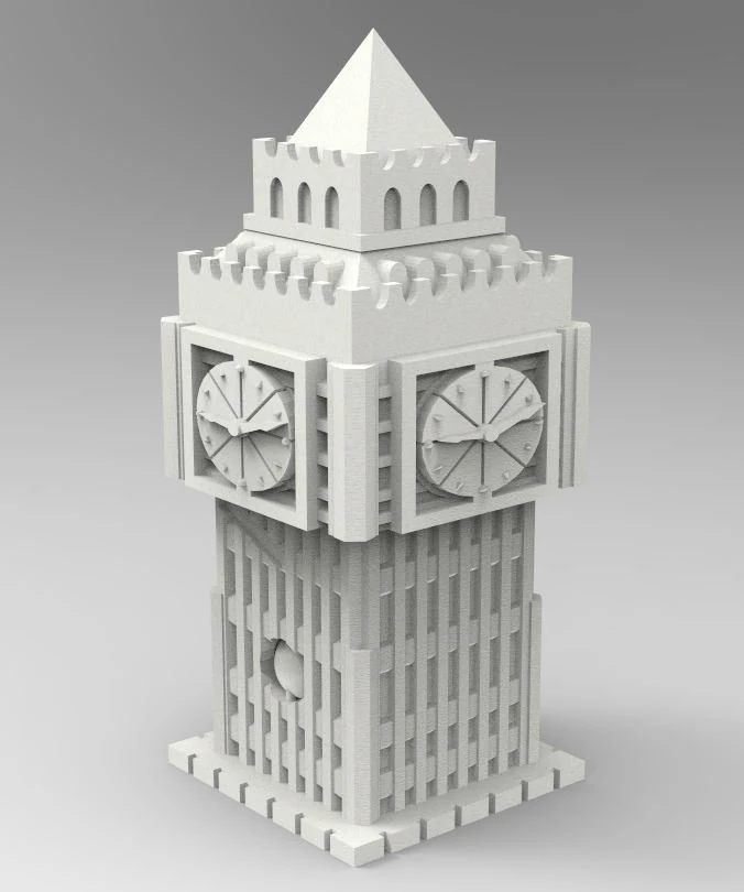 Clock tower 3D Print Model .c4d .max .obj .3ds .fbx .stl .blend