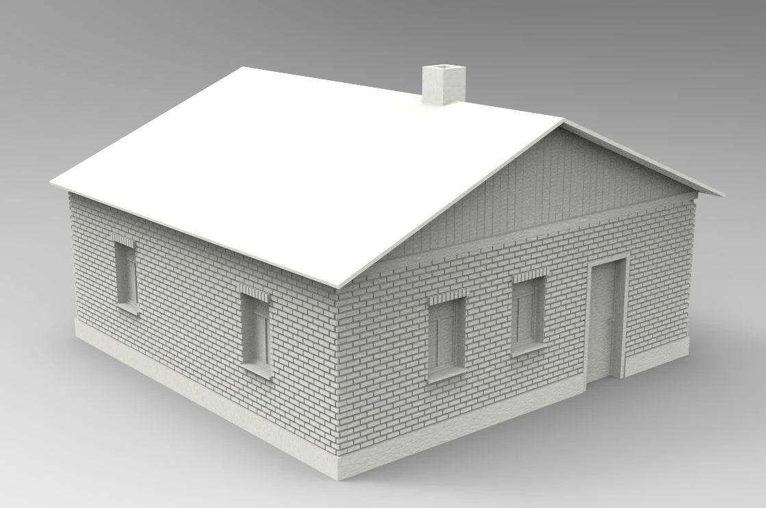 Brick house 3D Print Model .c4d .max .obj .3ds .fbx .stl .blend 