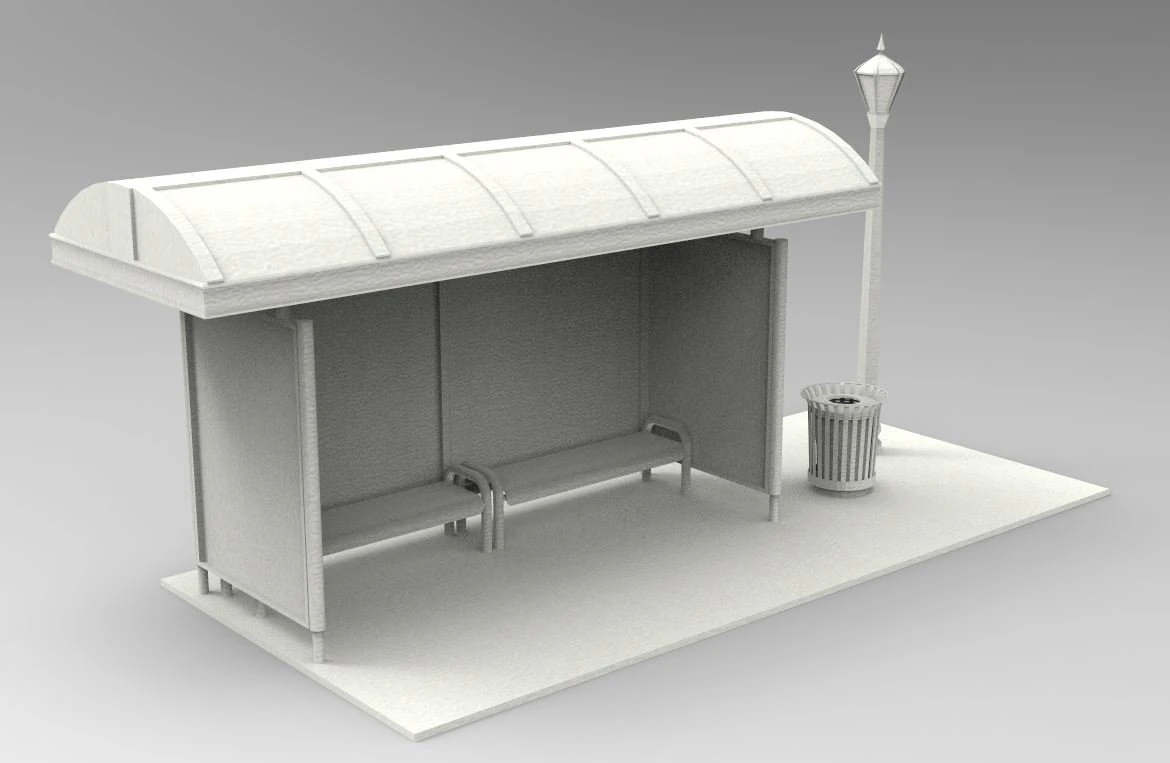 Bus stop 3D Print Model .c4d .max .obj .3ds .fbx .stl .blend