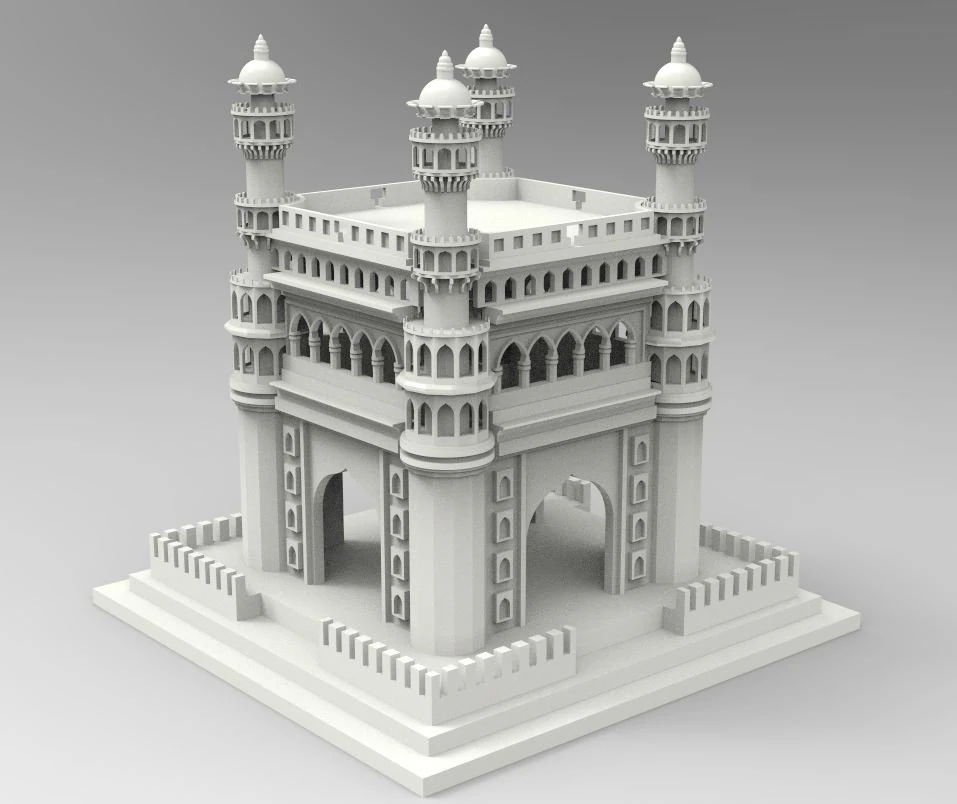 Char-minar 3D Print Model .c4d .max .obj .3ds .fbx .stl .blend 
