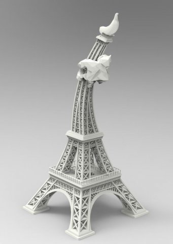 Eiffel banana 3D प्रिंट मॉडल .c4d .max .obj .3ds .fbx .stl .blend 