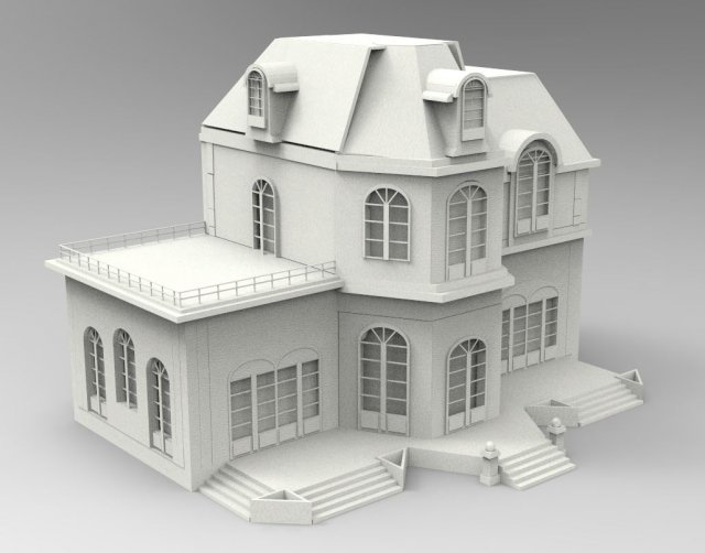 Mansion 3D 打印模型 .c4d .max .obj .3ds .fbx .stl .blend 