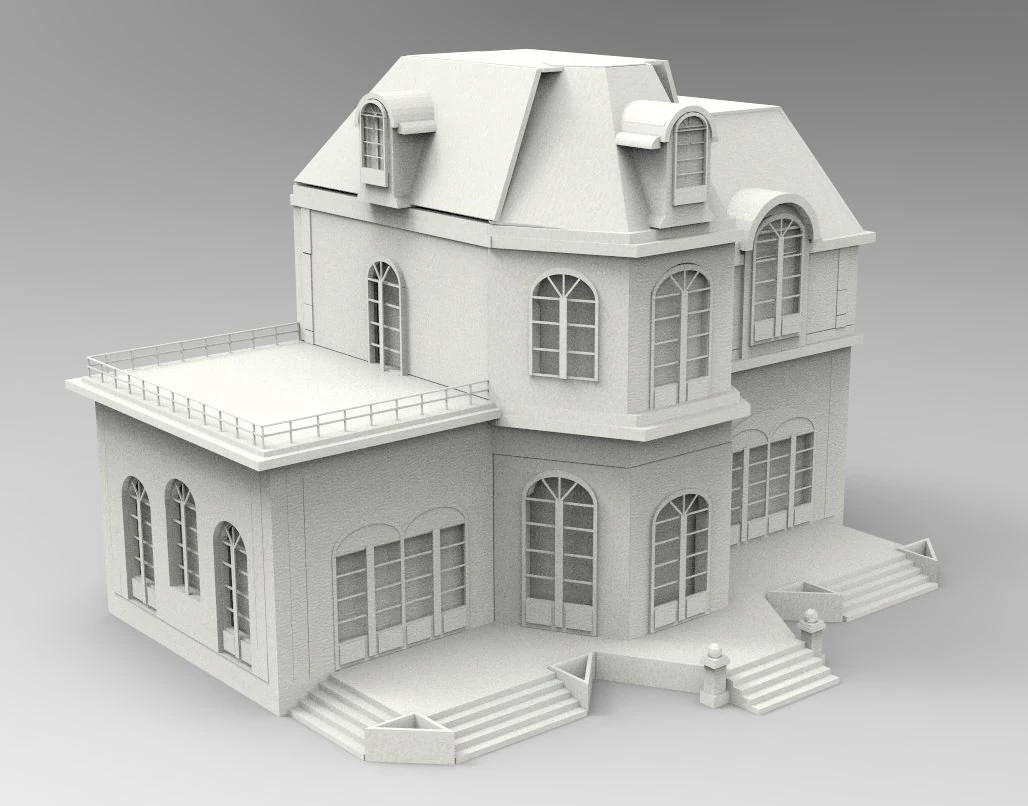 Особняк 3D Принт Модель .c4d .max .obj .3ds .fbx .stl .blend 