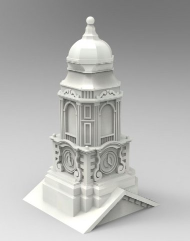 Tower Hall 3D Print Model .c4d .max .obj .3ds .fbx .stl .blend 