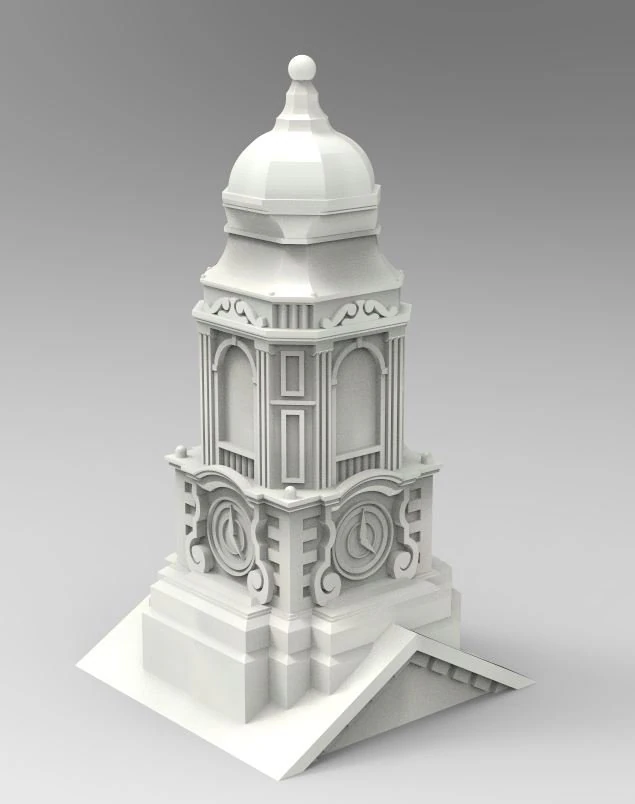 Tower Hall 3D Print Model .c4d .max .obj .3ds .fbx .stl .blend
