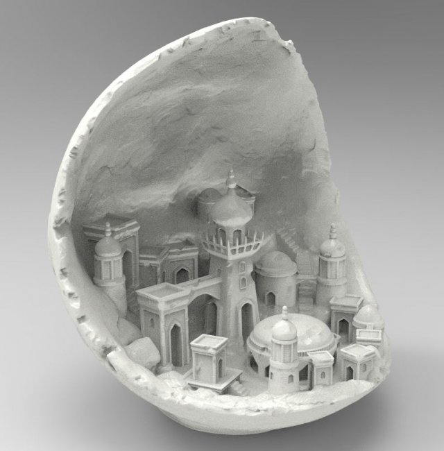 Moon town 3D 打印模型 .c4d .max .obj .3ds .fbx .stl .blend 