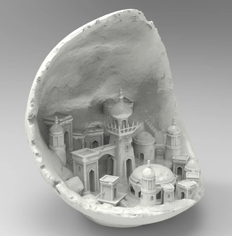 Moon town 3D Print Model .c4d .max .obj .3ds .fbx .stl .blend