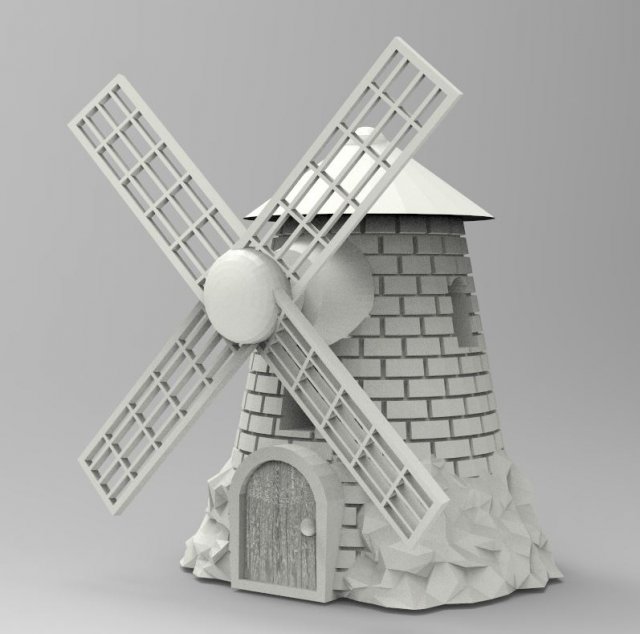 Windmill 3D Model .c4d .max .obj .3ds .fbx .stl .blend 