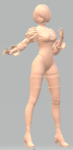 2B Nier Automata 3D Принт Модель .c4d .max .obj .3ds .fbx .stl .blend 