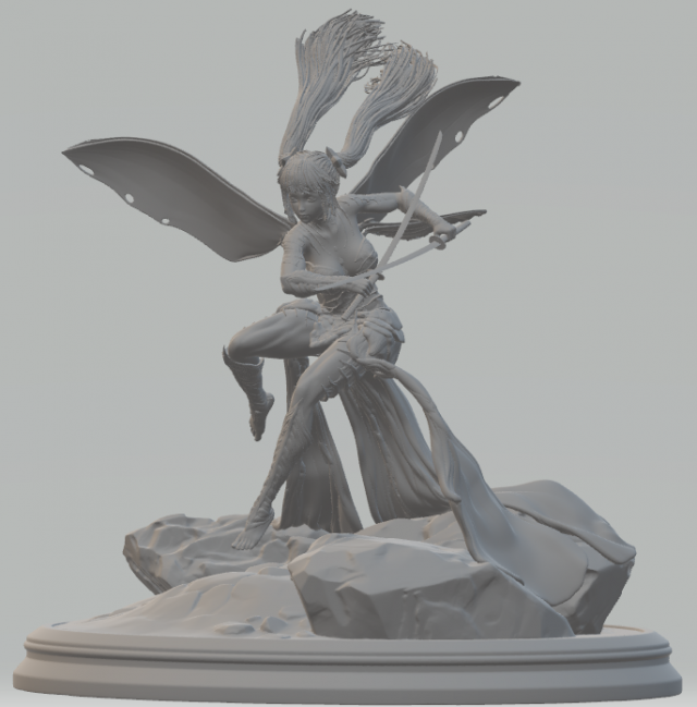 Fairy Swordswoman 3D 打印模型 .c4d .max .obj .3ds .fbx .stl .blend 