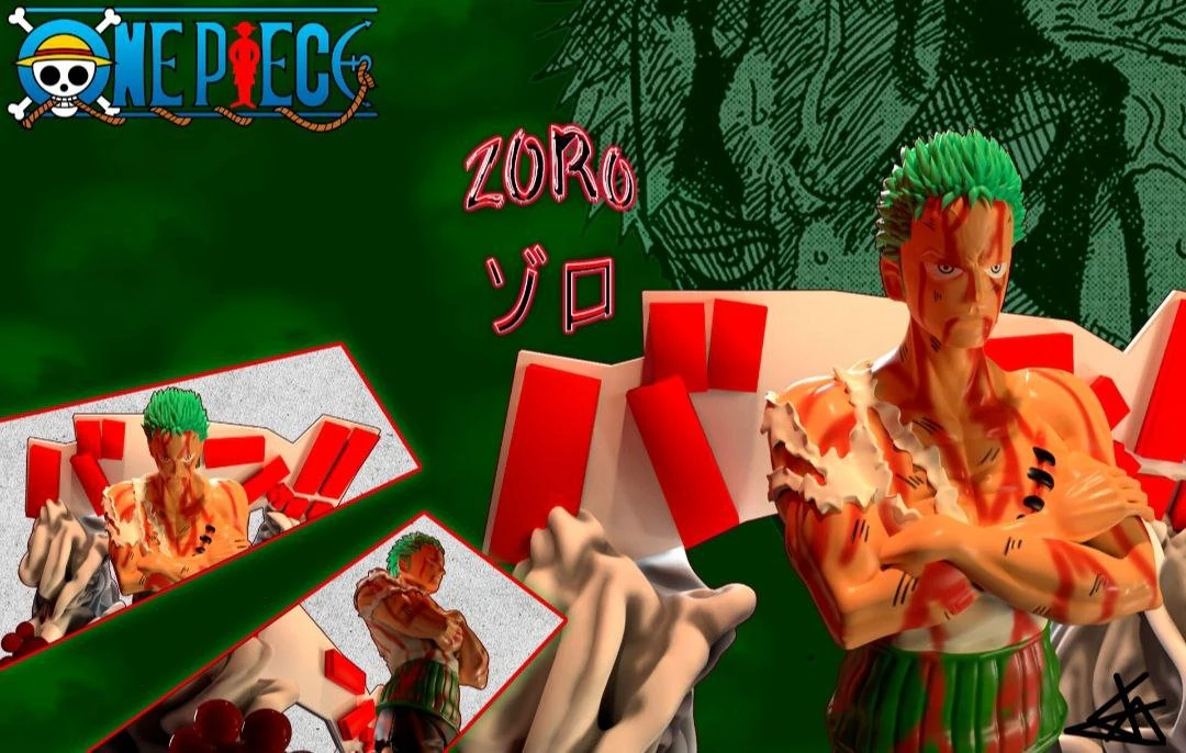 Roronoa Zoro One Piece 3D Print Model .c4d .max .obj .3ds .fbx .stl .blend