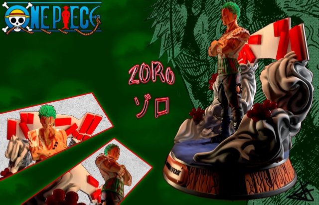 Roronoa Zoro - One Piece Modelo de impresión 3D in Figurillas 3DExport