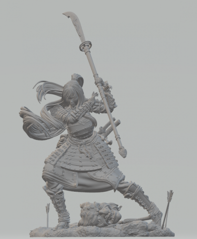Samurai girl-female samurai 3D 프린트 모델 .c4d .max .obj .3ds .fbx .stl .blend 