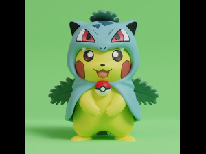 Pokemon Pikachu Cosplay Bundle Kanto Starters 3D प्रिंट मॉडल