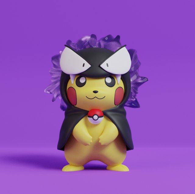 Pokemon Pikachu Cosplay Halloween Bundle Phantom Type 3D Baskı Modeli .c4d .max .obj .3ds .fbx .stl .blend 