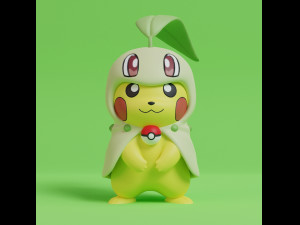 Pokemon Pikachu Cosplay Bundle Grass and Bug Type 3D Baskı Modeli