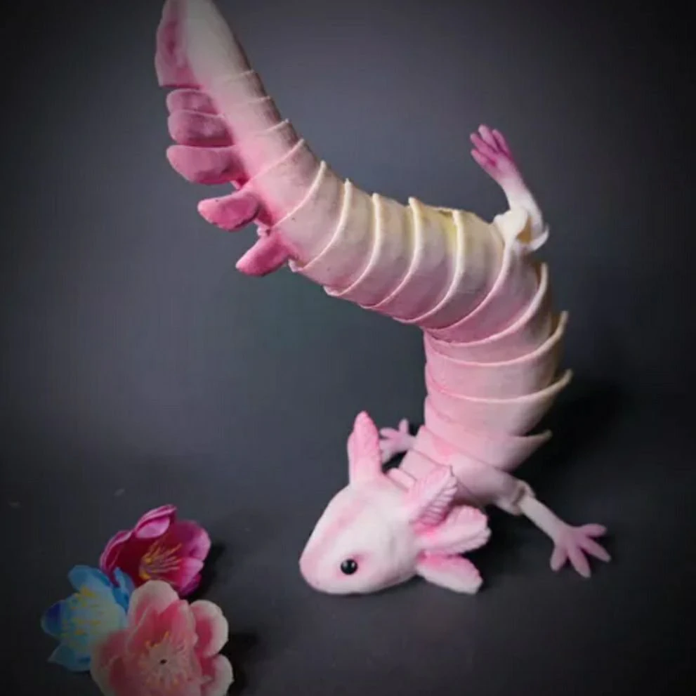 Articulated Axolotl 3D Print Model .c4d .max .obj .3ds .fbx .stl .blend 