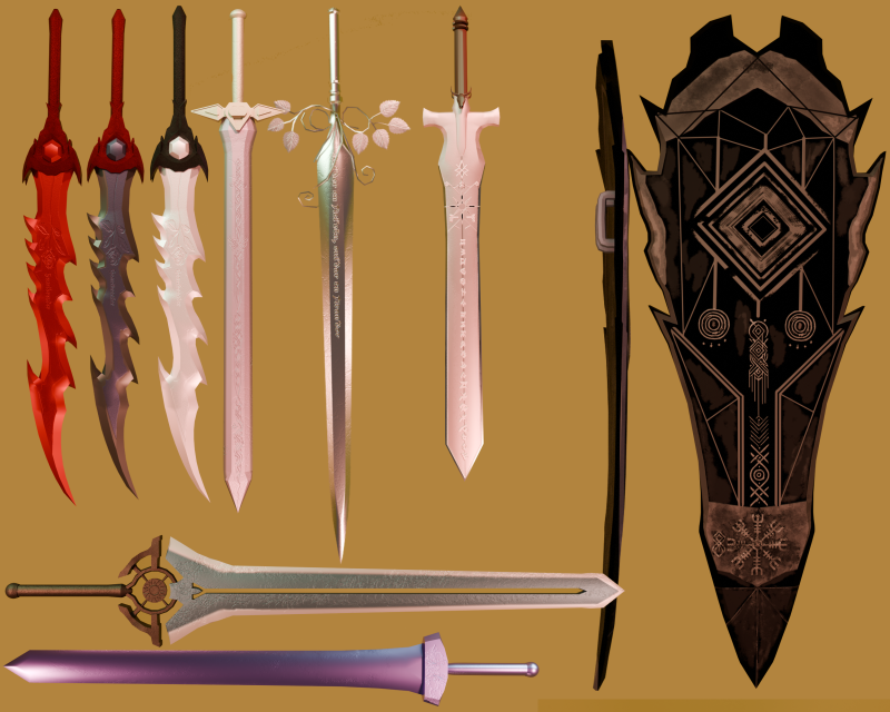Stylized Weapon Pack Model 3D .c4d .max .obj .3ds .fbx .stl .blend